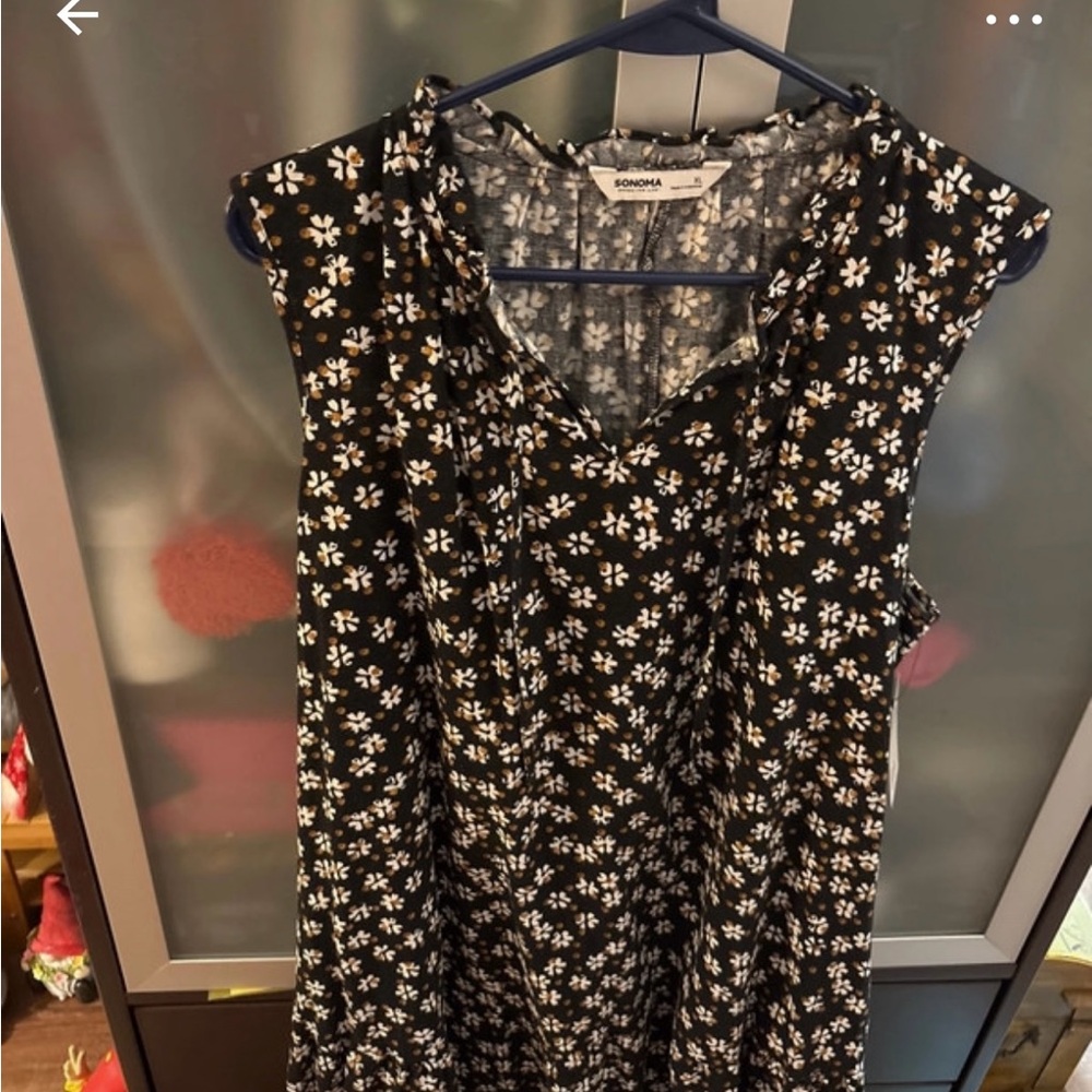 Black Floral Sleeveless Dress